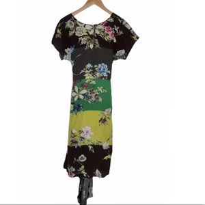 Etro Milano Womens Floral Short Sleeve Silk Dress Tie Multi Color Size E…